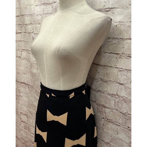 Anthropologie Eva Franco Midi Skirt Size 10 Bow Tie Print Trumpet Flare Hem - Picture 4 of 5